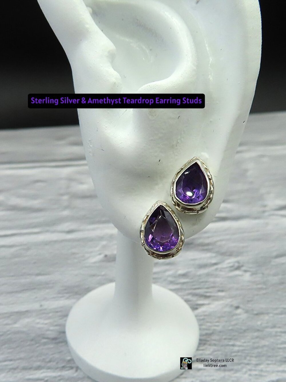 [SALE] Sterling Silver & Amethyst Teardrop Style Earring Studs
